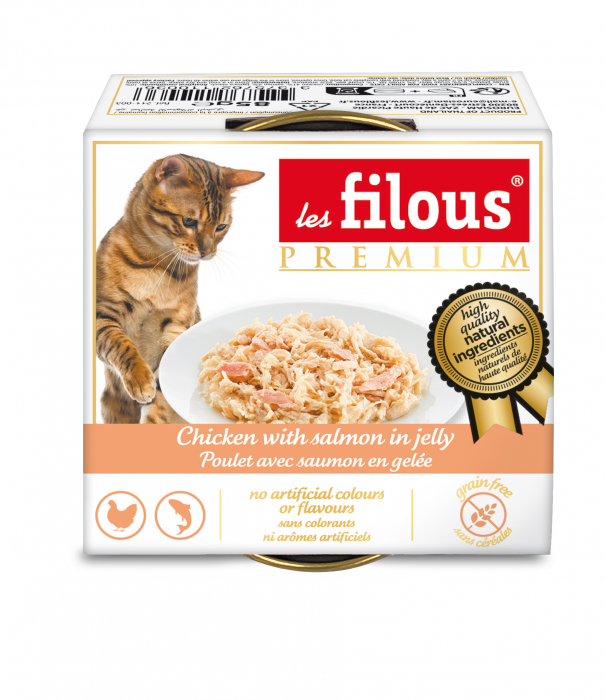 Hrana umeda pentru pisici Les Filous, File de pui cu somon in jeleu, 85g [3]
