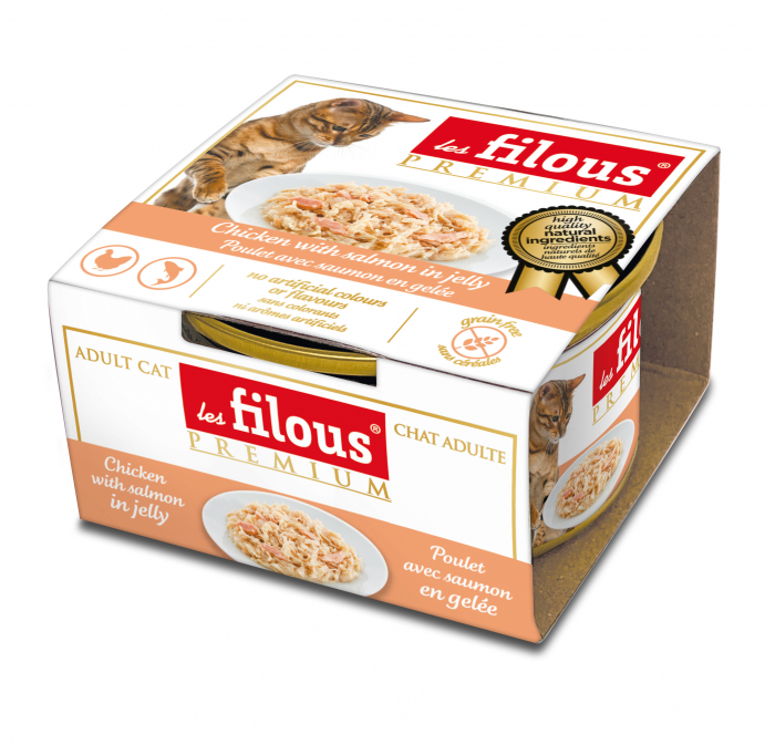 Hrana umeda pentru pisici Les Filous, File de pui cu somon in jeleu, 85g [2]
