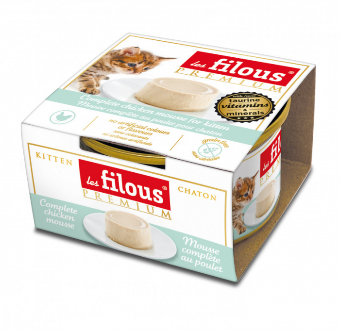 Hrana umeda pentru pisici Les Filous Kitten, Mousse de pui si oua, 85g [2]