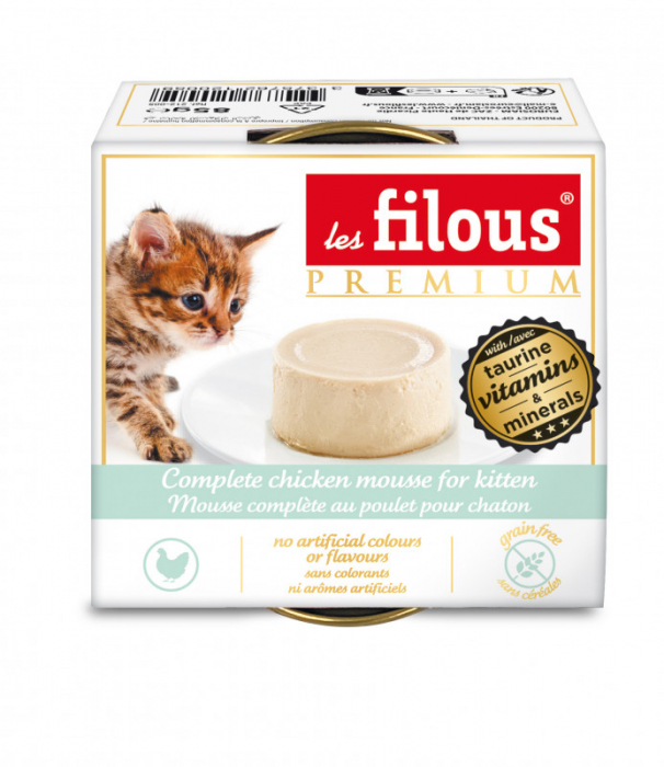 Hrana umeda pentru pisici Les Filous Kitten, Mousse de pui si oua, 85g [3]