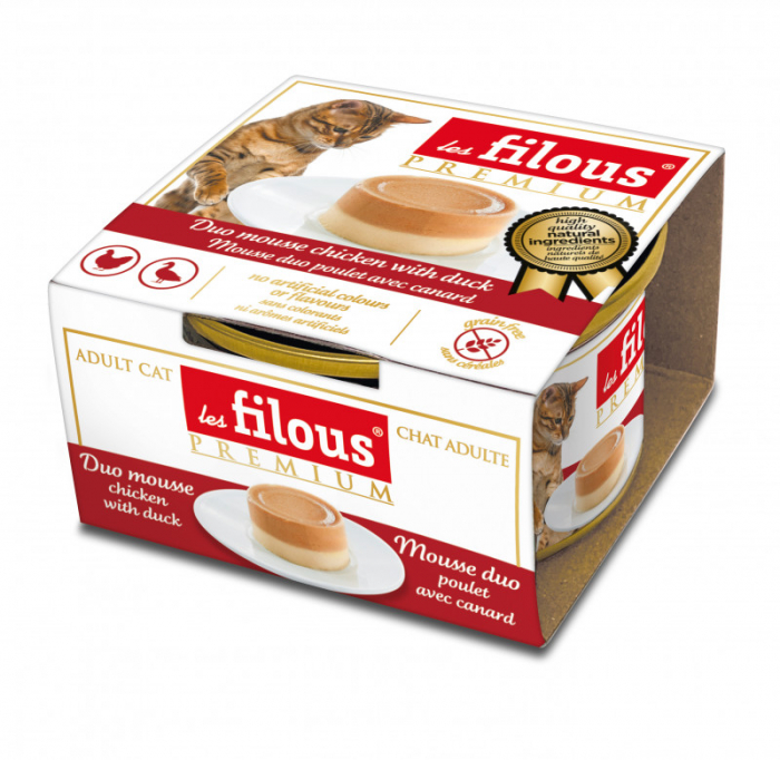 Hrana umeda pentru pisici Les Filous, Mousse de pui si rata, 6 x 85g [2]