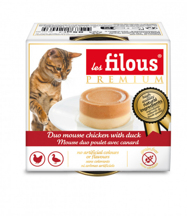 Hrana umeda pentru pisici Les Filous, Mousse de pui si rata, 6 x 85g [3]
