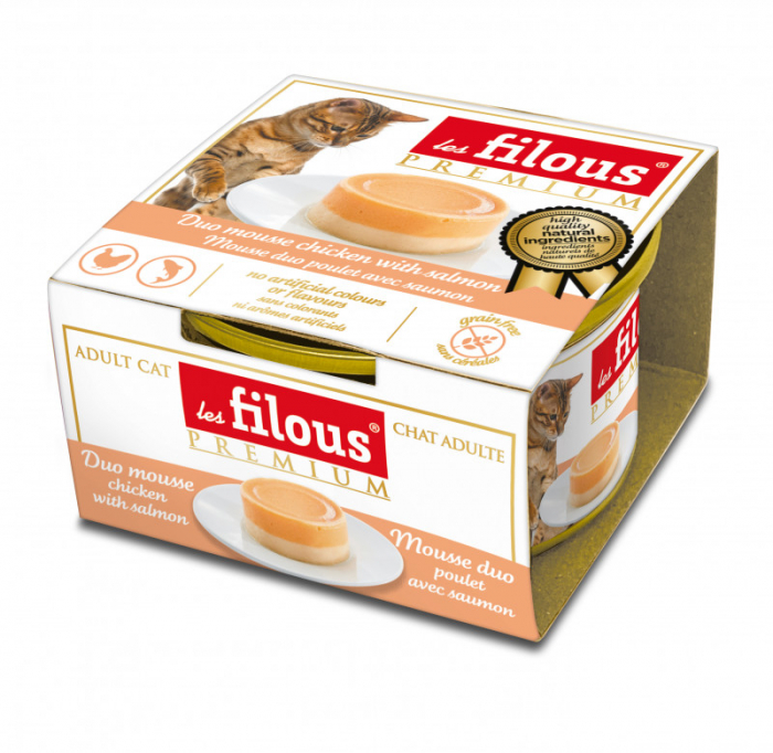 Hrana umeda pentru pisici Les Filous, Mousse de pui si somon, 85g [2]