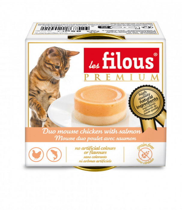 Hrana umeda pentru pisici Les Filous, Mousse de pui si somon, 85g [3]