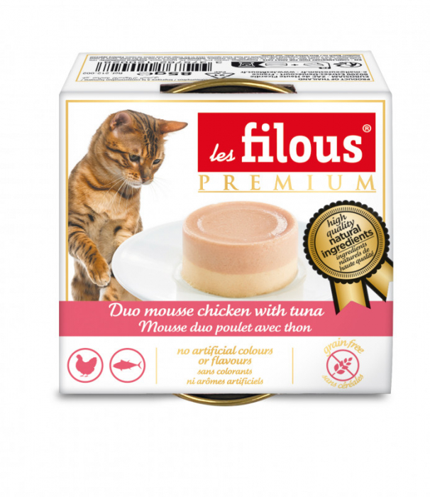 Hrana umeda pentru pisici Les Filous, Mousse de pui si ton, 85g [3]