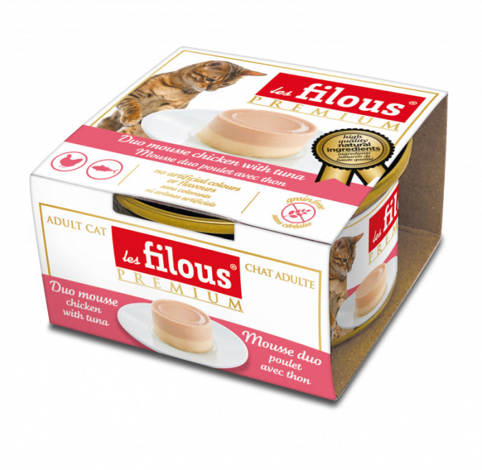 Hrana umeda pentru pisici Les Filous, Mousse de pui si ton, 85g [2]