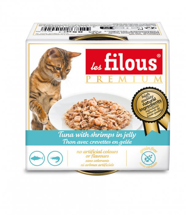 Hrana umeda pentru pisici Les Filous, Ton si creveti in jeleu, 6 x 85g [3]