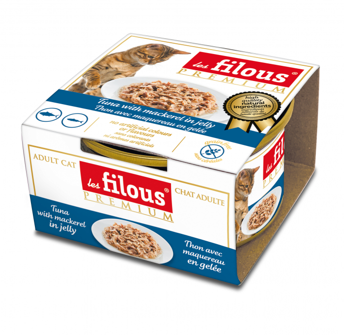 Hrana umeda pentru pisici Les Filous, Ton si macrou in jeleu, 85g [2]