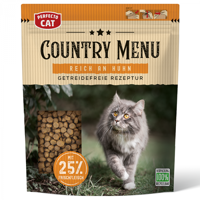 Hrana uscata pentru pisici Perfecto Cat, Country Menu pui, 500g