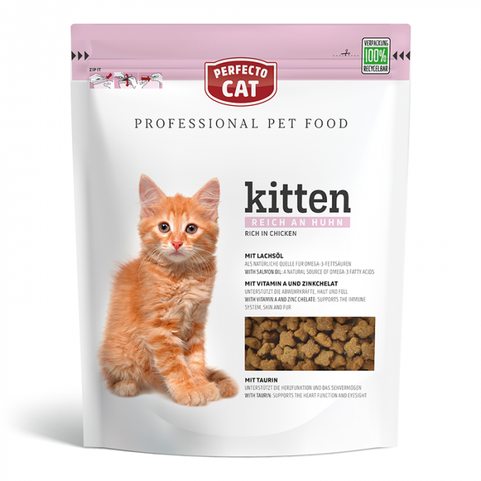 Hrana umeda pentru pisici Perfecto Cat, Super Premium Kitten, pui, 500g