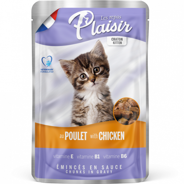 Hrana umeda pentru pisici Plaisir Kitten, Pui, 100g