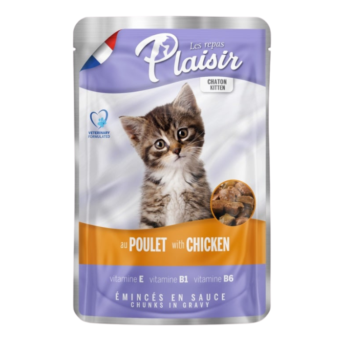 Hrana umeda pentru pisici Plaisir Kitten, Pui, 22 x 100g [1]