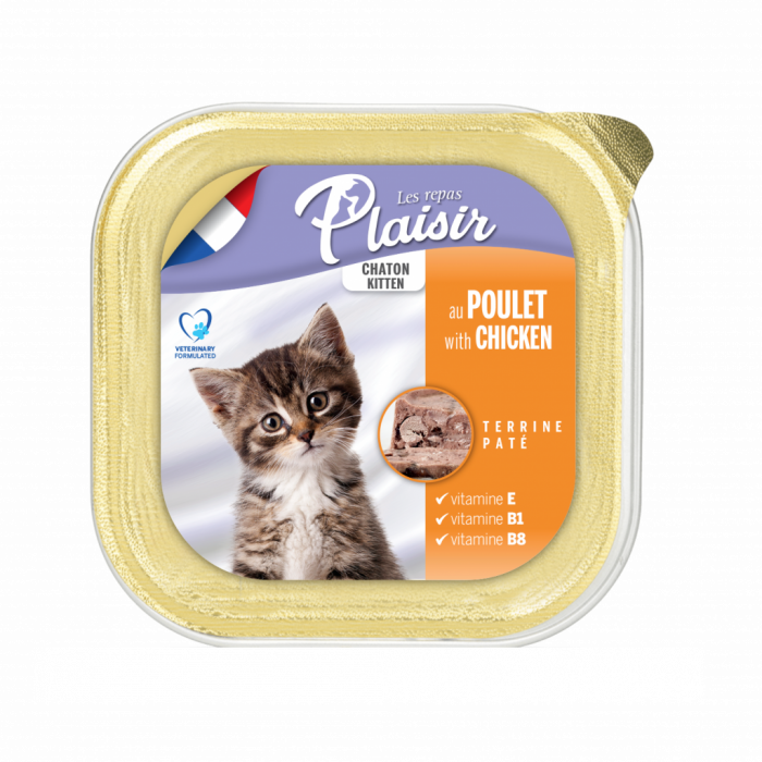 Hrana umeda pentru pisici Plaisir Kitten, Pui, 32 x 100g