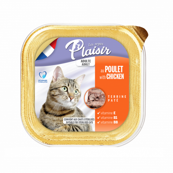 Hrana umeda pentru pisici Plaisir, Pui, 32 x 100g