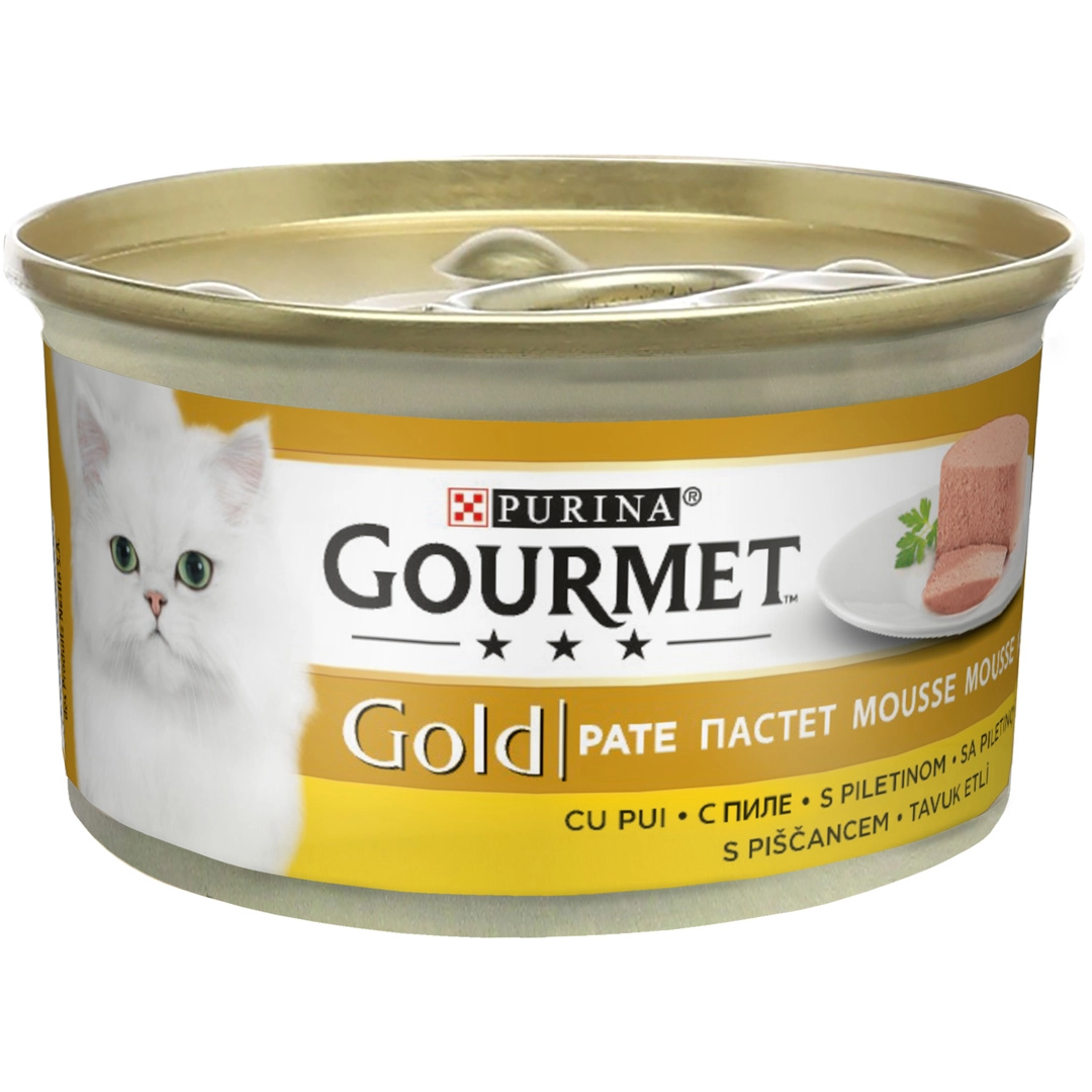 Hrana umeda pentru pisici Purina Gourmet Gold Mousse, Pui, 12 x 85g