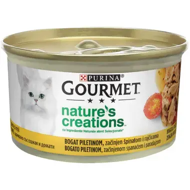 Hrana umeda pentru pisici Purina Gourmet Nature, s Creation, Pui, spanac si rosii, 85g