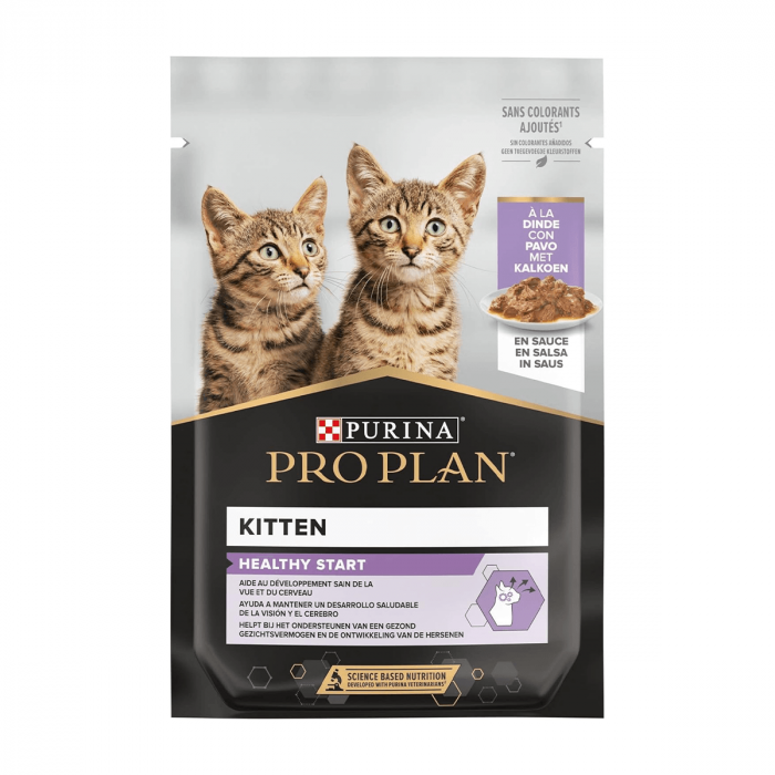 Hrana umeda pentru pisici Purina Pro Plan Kitten, Junior, Curcan, 85g