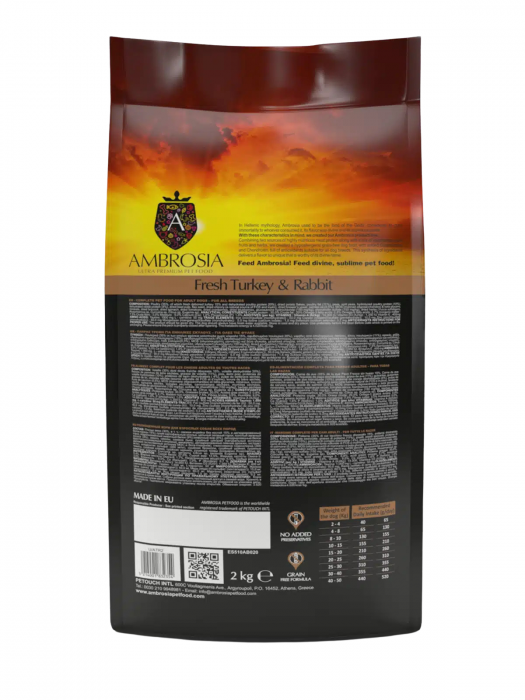 Hrana uscata pentru caini Ambrosia Adult, Curcan si iepure, hipoalergenic, fara cereale, 2kg [4]