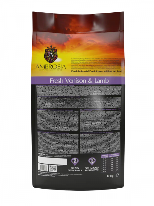 Hrana uscata pentru caini Ambrosia Adult, Vanat si miel, hipoalergenic, fara cereale, 12kg [4]