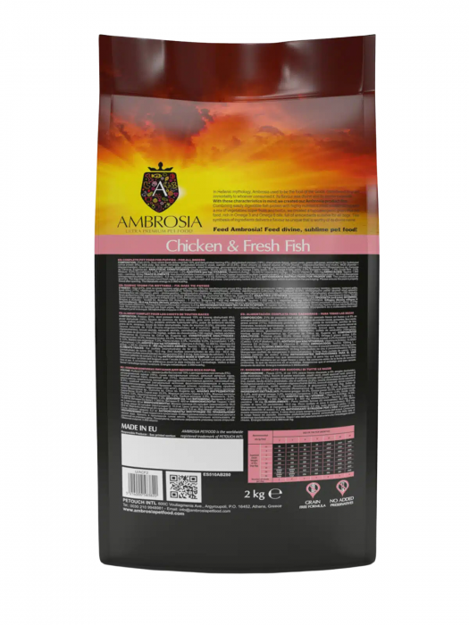 Hrana uscata pentru caini Ambrosia Junior, Pui si peste, hipoalergenic, fara cereale, 6 Kg [3]
