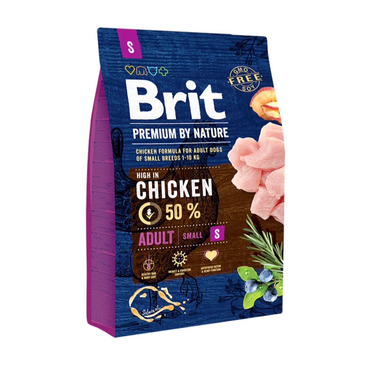 Hrana uscata pentru caini Brit Premium, Adult, S, 3Kg