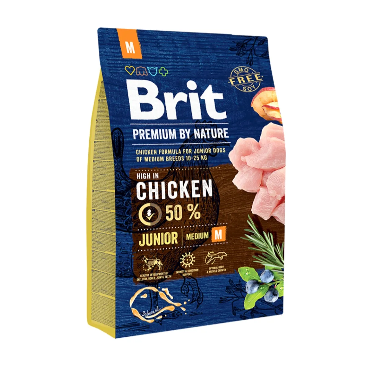 Hrana uscata pentru caini Brit Premium, Junior M, Pui, 3Kg