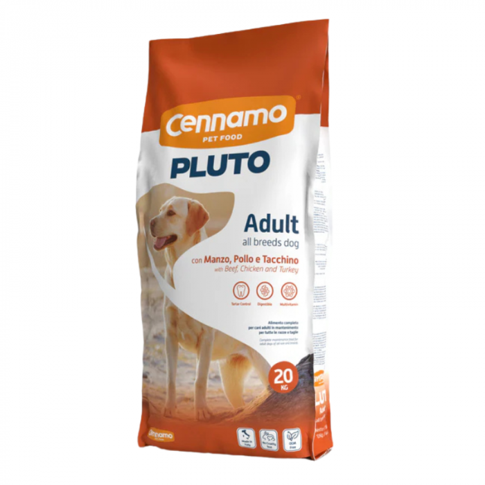 Hrana uscata pentru caini Cennamo Pluto Adult, Vita, pui si curcan, 20kg