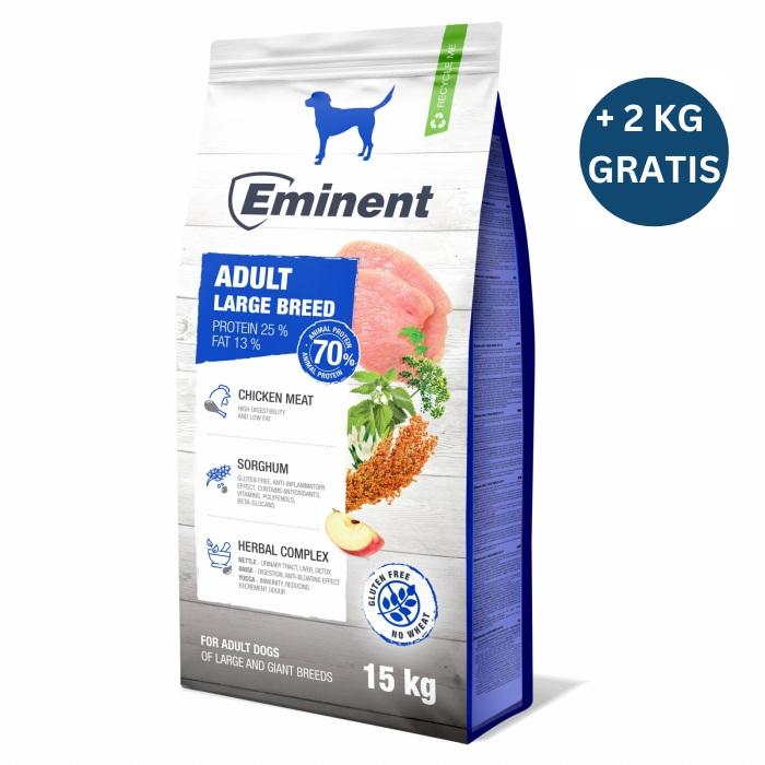 Hrana uscata pentru caini Eminent, Adult Large breed, 15kg + 2kg