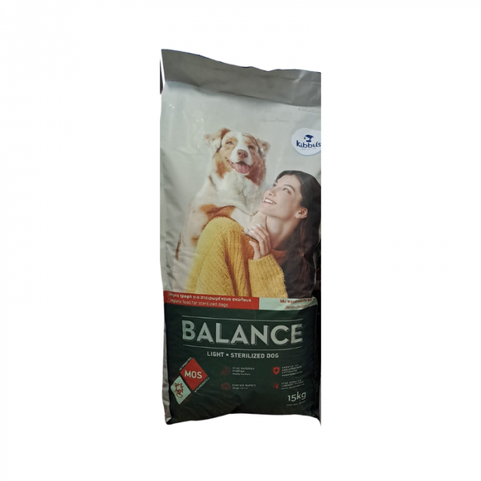 Hrana uscata pentru caini Kibbus Balance Light Sterilized, Pui si orez, 15 kg