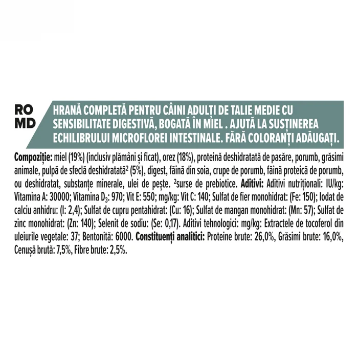 Hrana uscata pentru caini Purina Pro Plan Medium Adult, Miel, Digestie sensibila, 14kg [5]