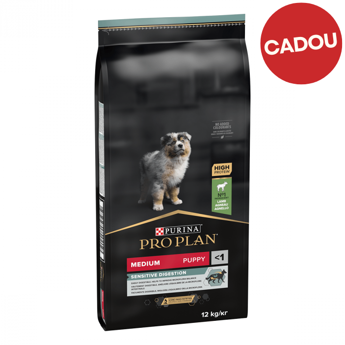 Hrana uscata pentru caini Purina Pro Plan Medium Puppy, Miel, Digestie sensibila, 12kg