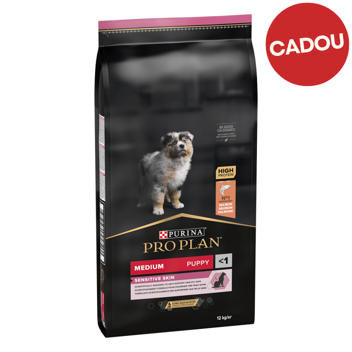 Hrana uscata pentru caini Purina Pro Plan Medium Puppy, Somon, Piele Sensibila, 12kg