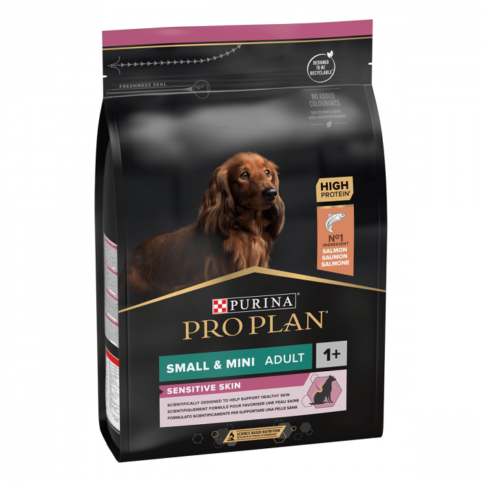 Hrana uscata pentru caini Purina Pro Plan Small  Mini Adult, Somon, Piele sensibila, 3kg