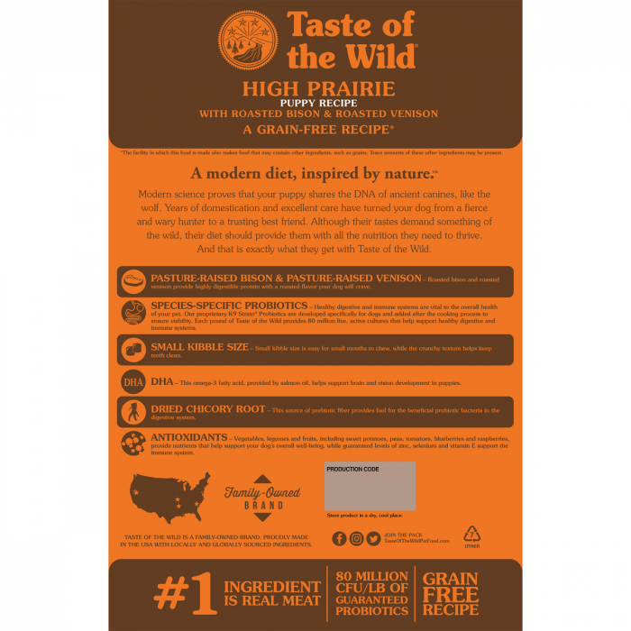 Hrana uscata pentru caini Taste Of The Wild High Prairie Puppy, Bizon, fara cereale,12.2kg [3]