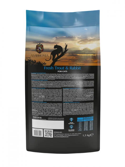 Hrana uscata pentru pisici Ambrosia Steril, Pastrav si iepure, hipoalergenic, fara cereale, 5kg [3]