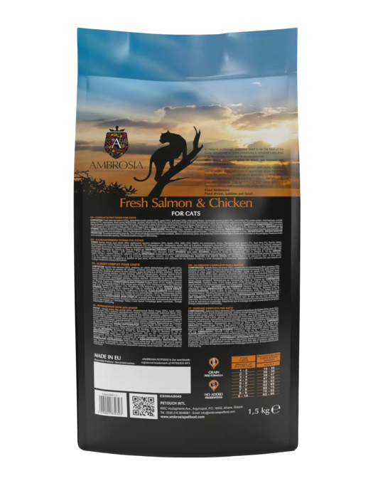 Hrana uscata pentru pisici Ambrosia Steril, Somon si pui, hipoalergenic, fara cereale, 1.5kg [3]