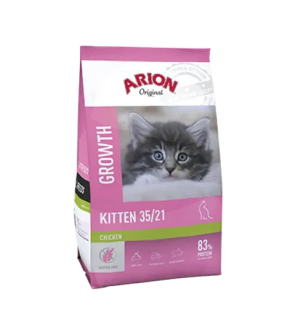 Hrana uscata pentru pisici ARION Original Kitten 35 21, Junior, Pui, 7.5kg