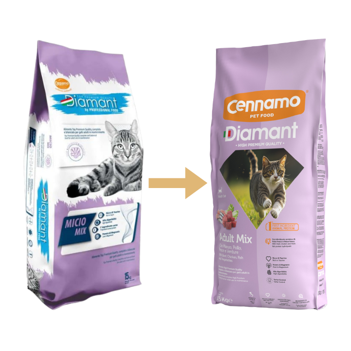 Hrana uscata pentru pisici Cennamo Diamant Mix, Pui si somon, 15kg [3]