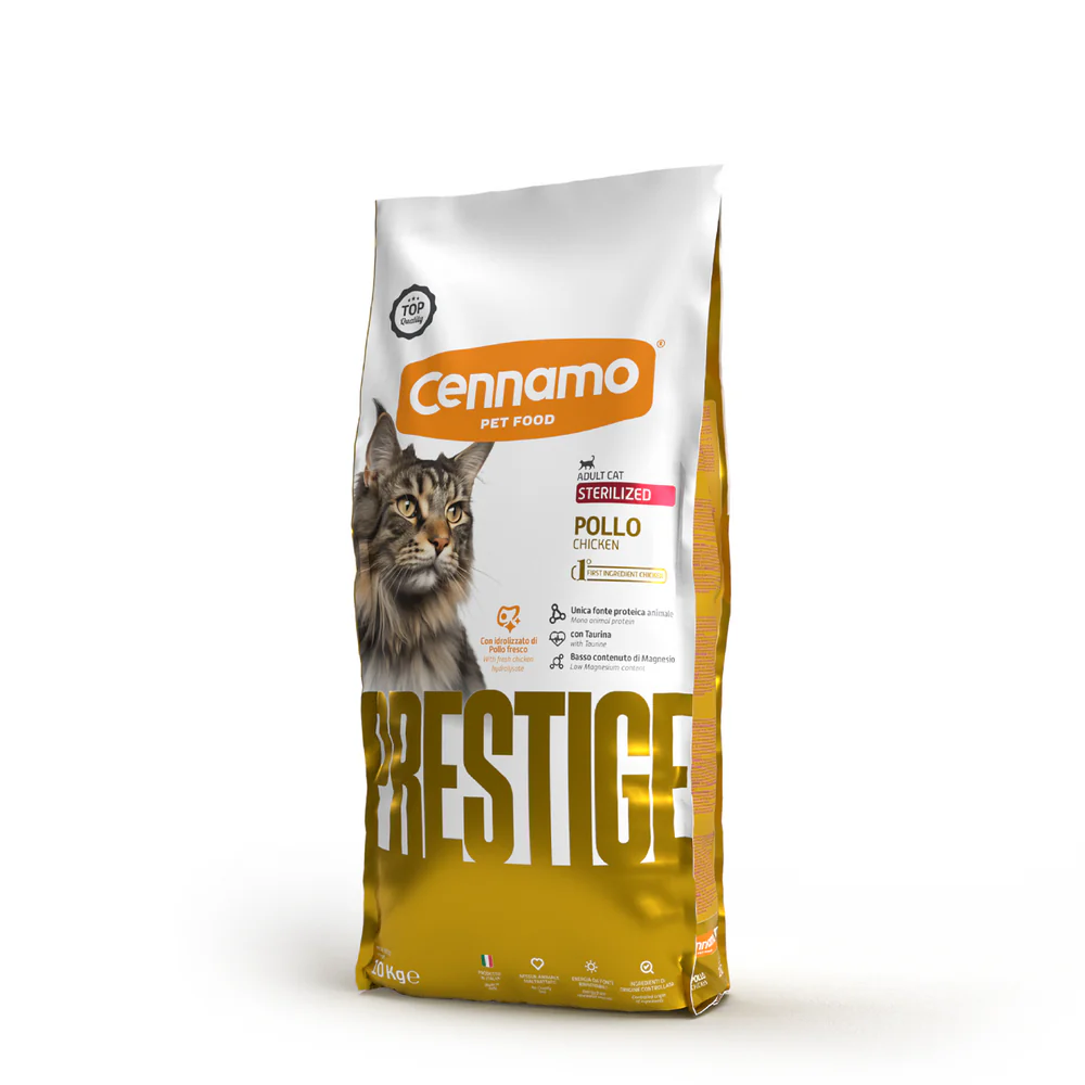 Hrana uscata pentru pisici Cennamo Prestige Sterilized, Adult, Pui, 10kg