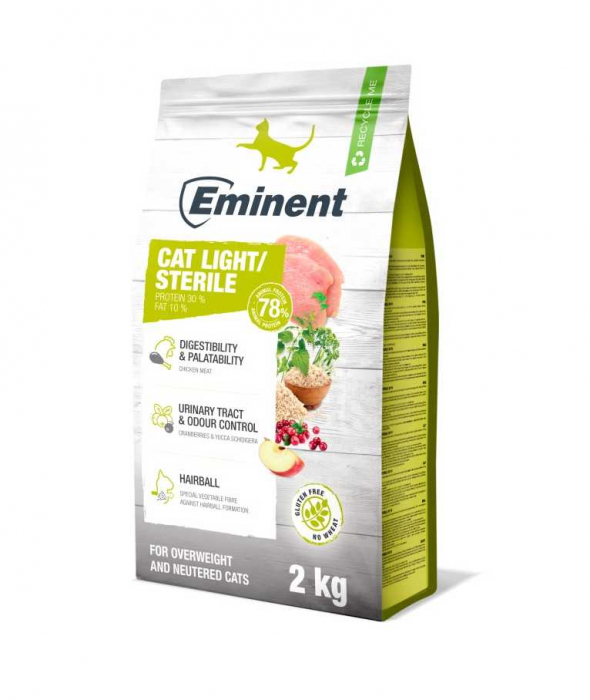 Hrana uscata pentru pisici Eminent Light Sterile, Adult, Pui, 2kg