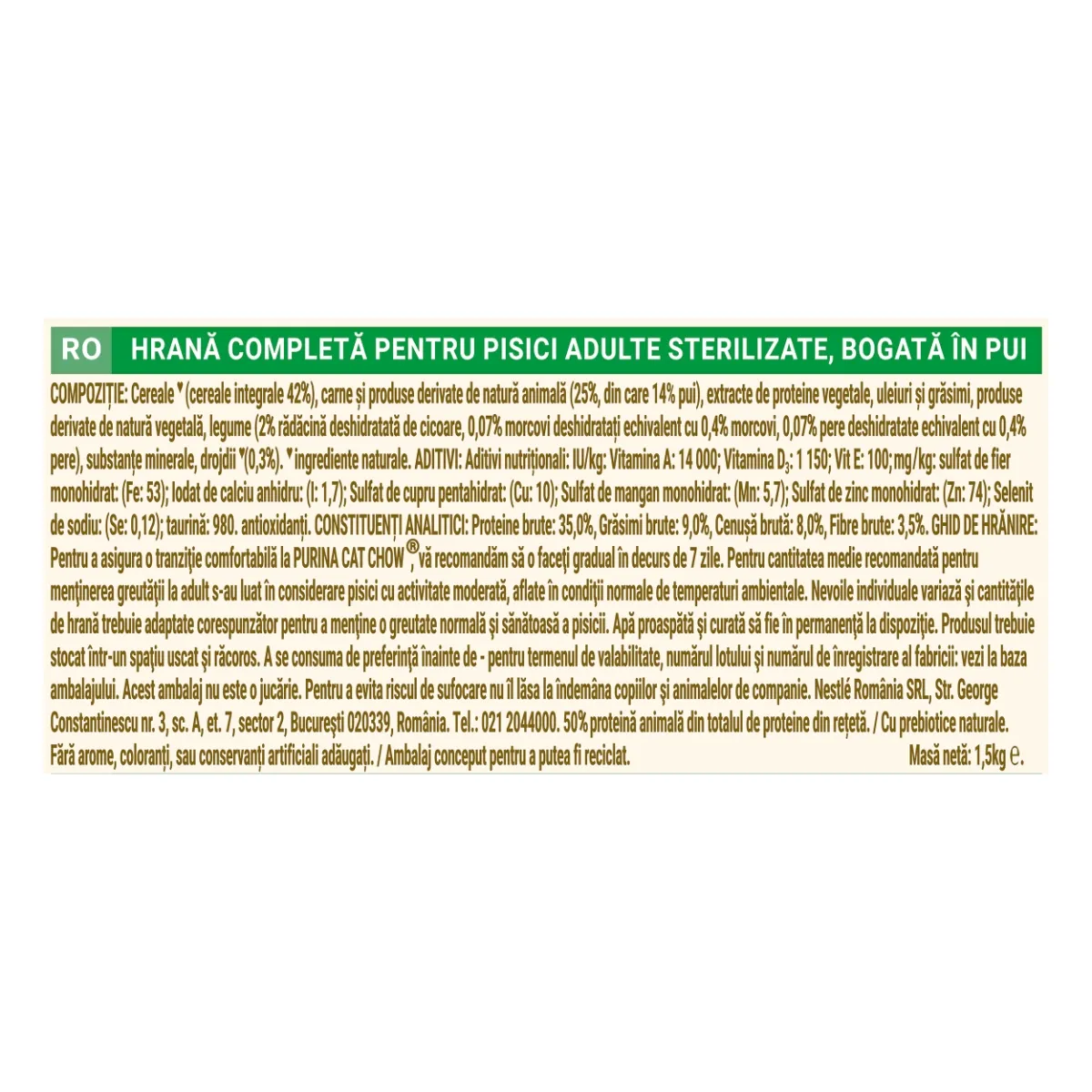 Hrana uscata pentru pisici Purina Cat Chow Sterilised, Pui, 1.5kg [5]