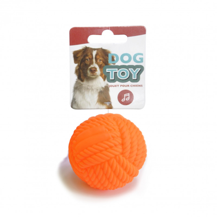 Jucarie pentru caini DOG TOY, Minge de vinyl cu model franghie, 7.5 cm [2]