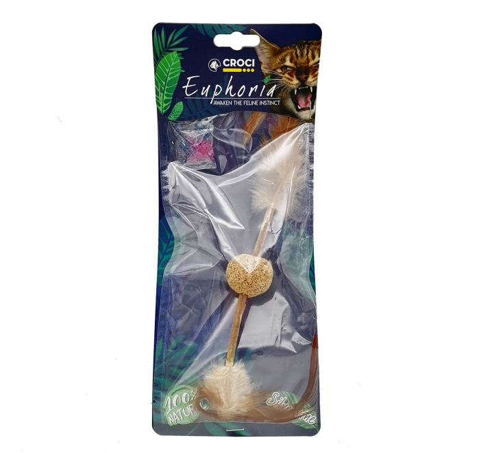 Jucarie pentru pisici Croci, Euphoria, Minge de catnip cu pene [2]