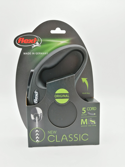 Lesa retractabila pentru caini Flexi New Classic, cu snur, negru, M, 5 m [2]
