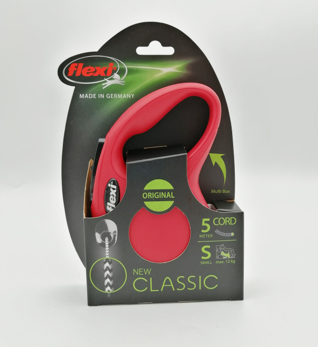 Lesa retractabila pentru caini Flexi Classic, S, 5m, cu snur, rosu [3]