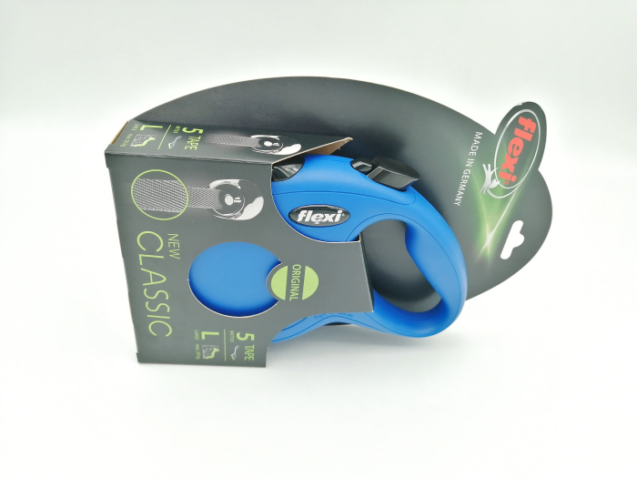 Lesa retractabila pentru caini Flexi Classic, L, 5m, cu banda, albastru [3]