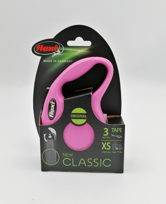 Lesa retractabila pentru caini Flexi Classic, cu banda, roz, XS, 3m [3]