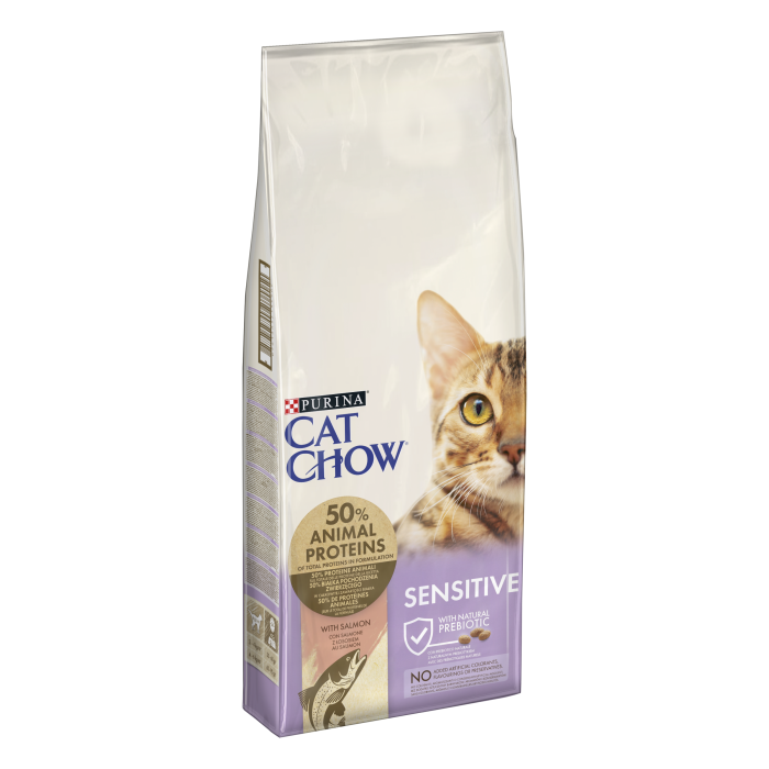 PURINA CAT CHOW Sensitive bogata in somon, hrana uscata pentru pisici, 15 kg [1]