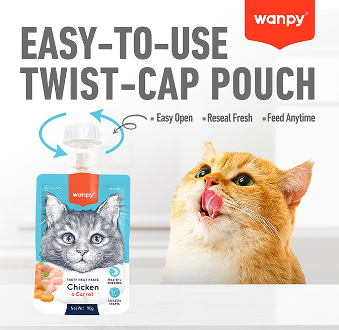 Recompensa cremoasa pentru pisici Wanpy Tasty Meat, cu Pui si morcov, 90g [6]