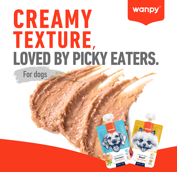 Recompensa pentru caini Wanpy Tasty Meat cu Pui, morcov si mazare, 90g [5]